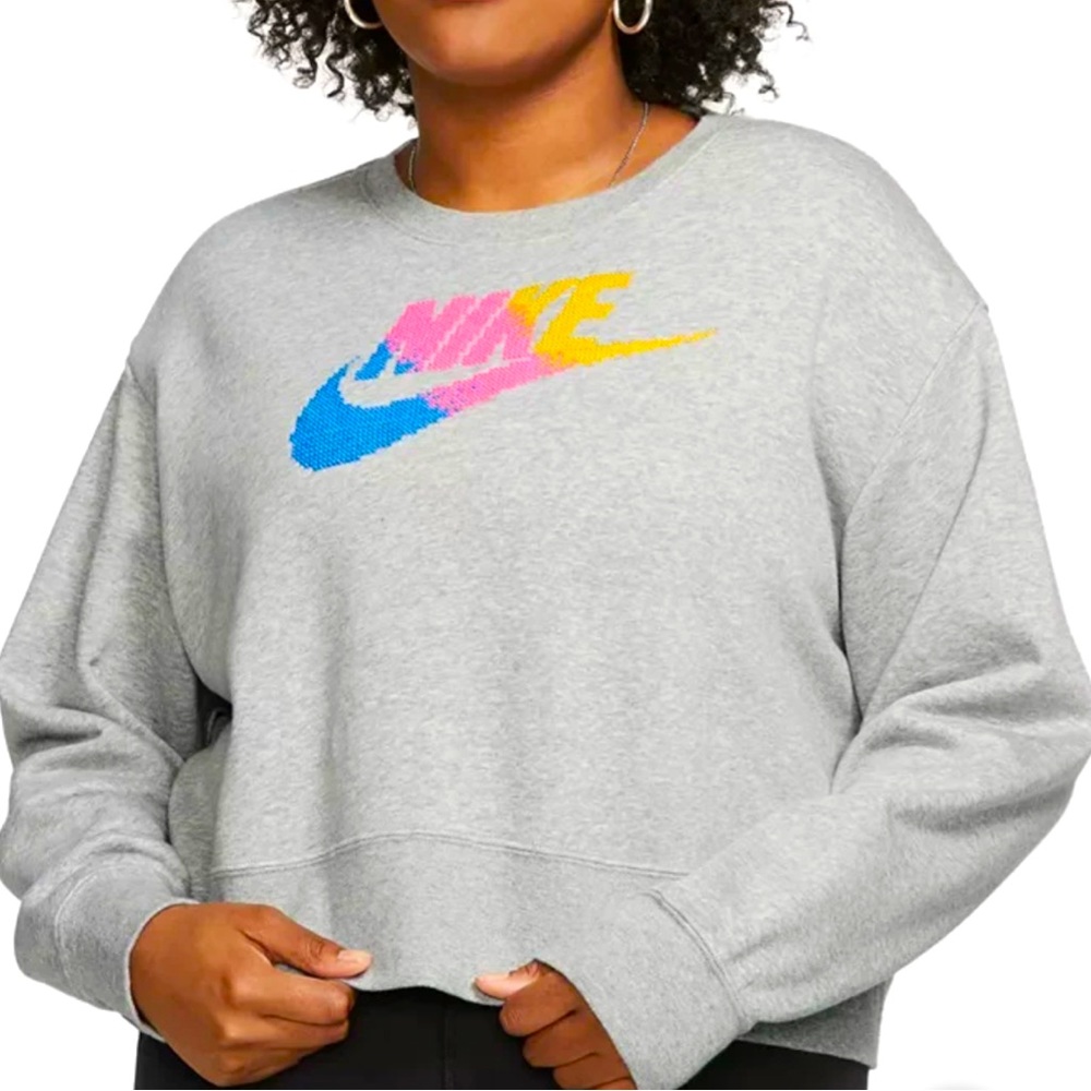 NIKE Cross stitch Front Logo Cropped Sweat Shirt SIZE 1X Plus